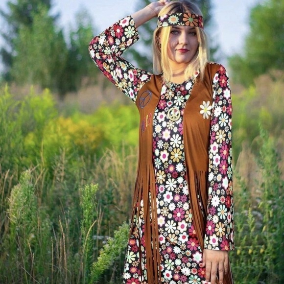 Unbranded Dresses & Skirts - Hippie Party Outfit w/Accessories 70’s Costume 2XL